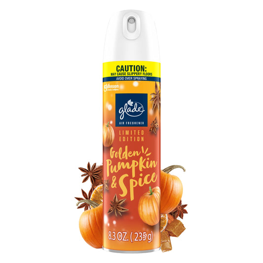 Glade Air Freshener Spray, Stocking Stuffers, Golden Pumpkin & Spice, Fragrance Infused with Essential Oils, 8.3 oz