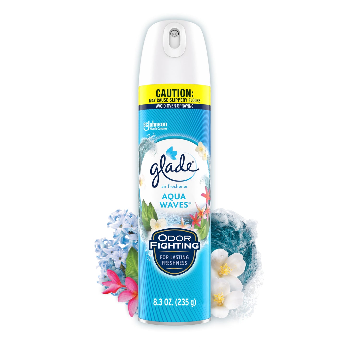 Glade Air Freshener Spray, Stocking Stuffers, Aqua Waves Scent, Fragrance Infused with Essential Oils, 8.3 oz