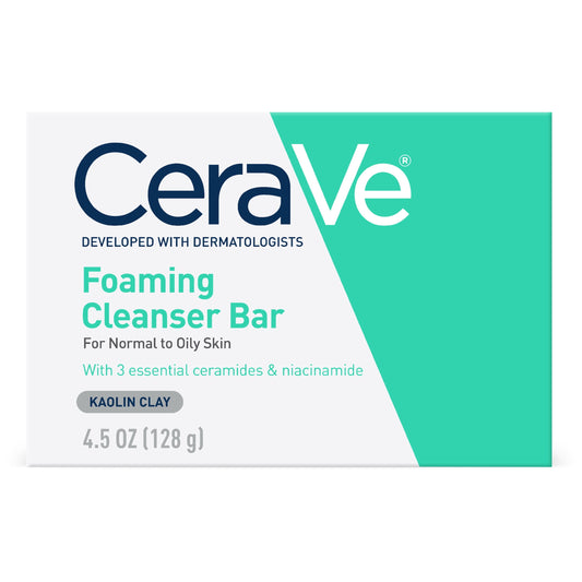 CeraVe Foaming Cleansing Bar, Kaolin Clay - 4.5 oz