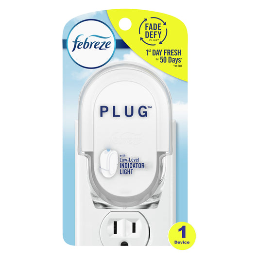 Febreze Odor-Fighting Fade Defy Plug Air Freshener Warmer Device, 1 Count, Fresh